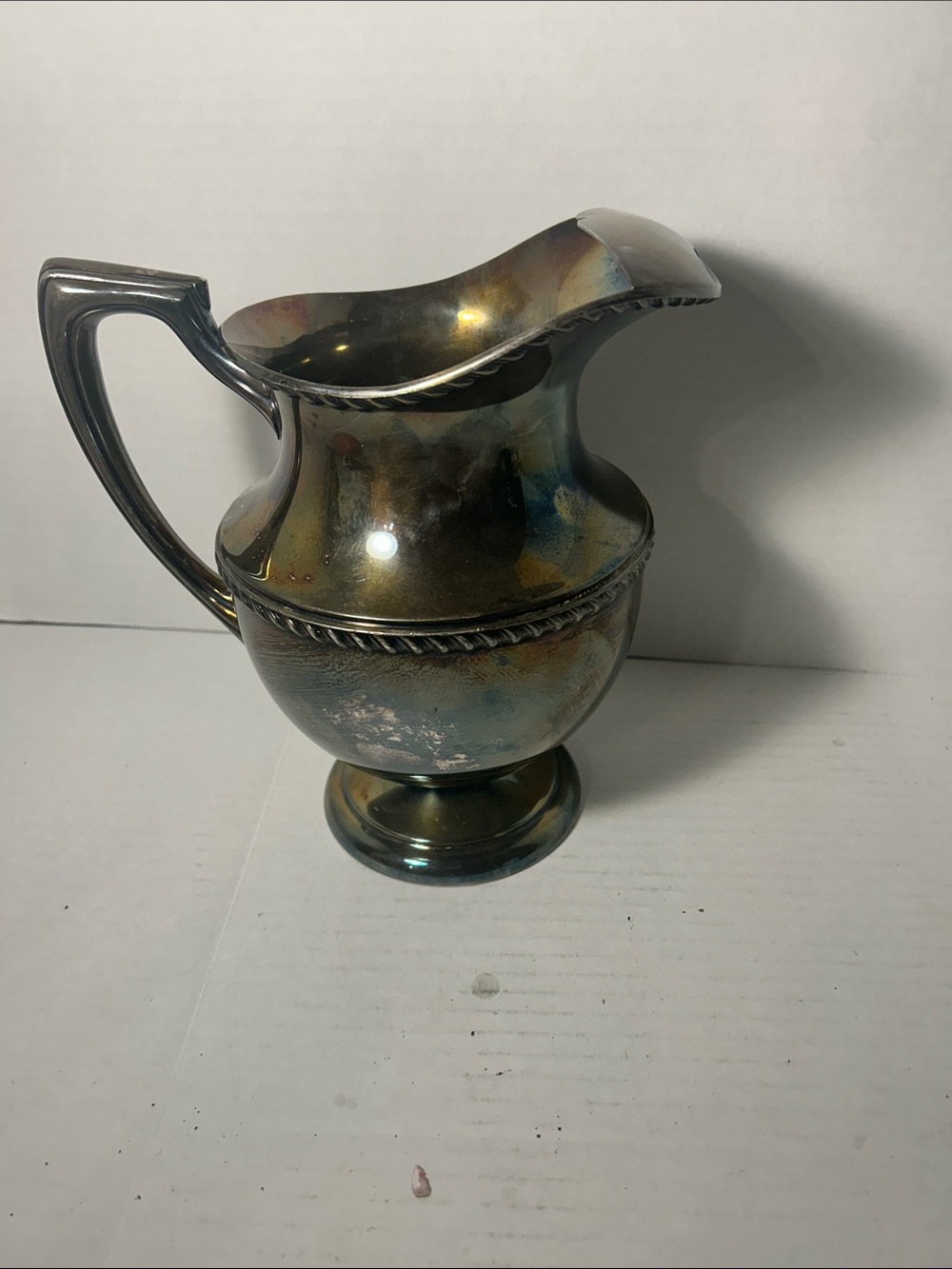 Crescent Iridescent Silver-Tone Creamer Pitcher